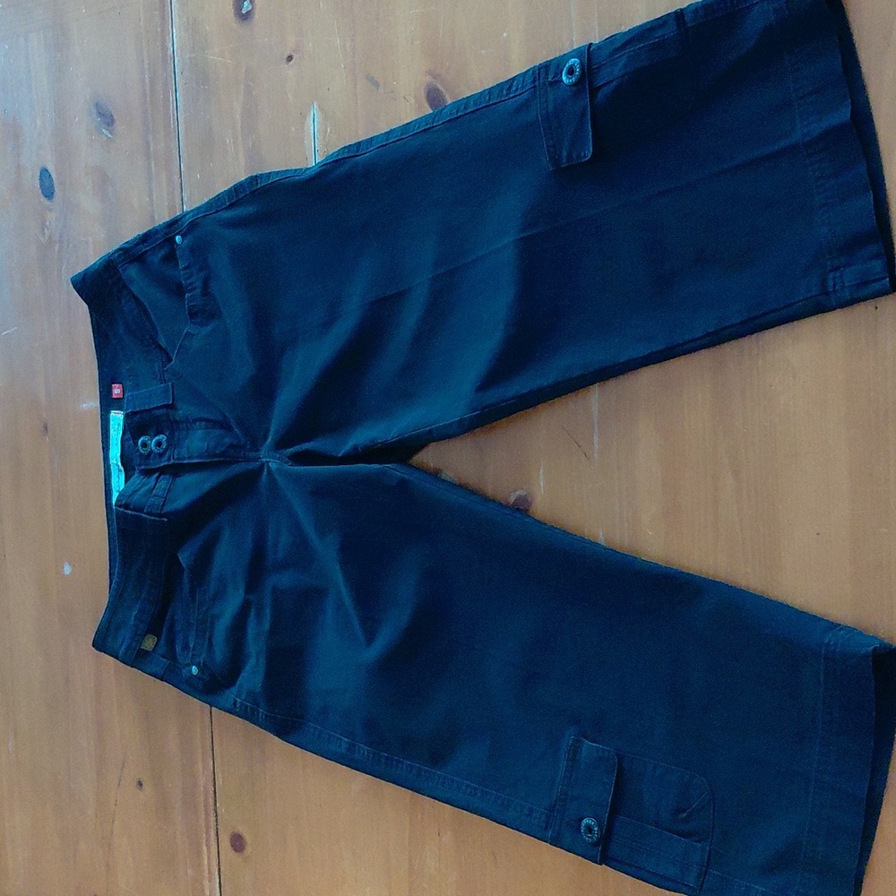Black Christopher Blue Wide Leg Capri Pants Woman Size 8